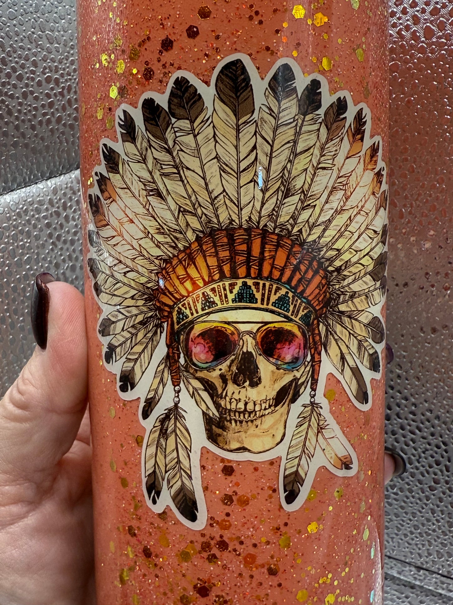 20 Oz Native Headdress Skull Tumbler