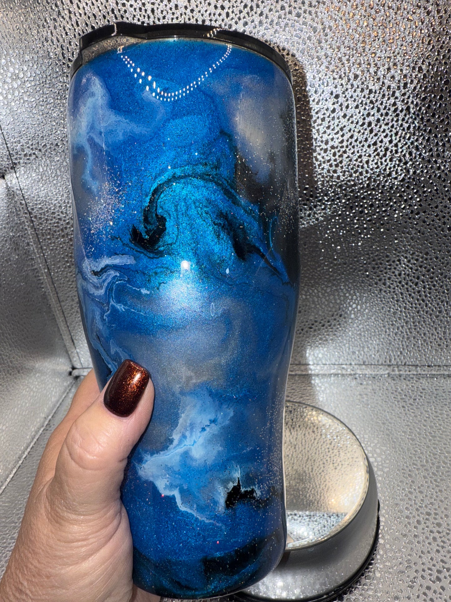 30 Oz Blue Silver Black Ink Tumbler