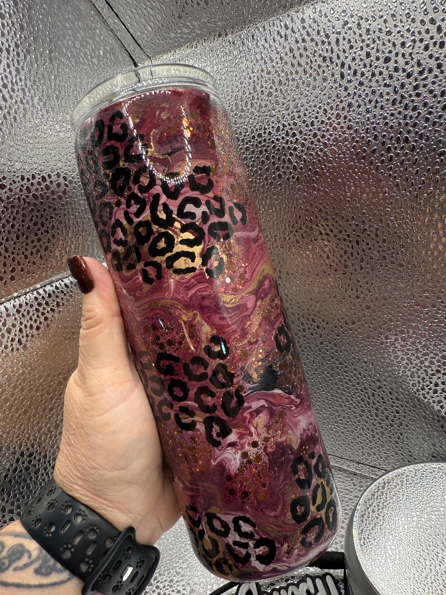 20 Oz Burgundy Inks Cheetah Print