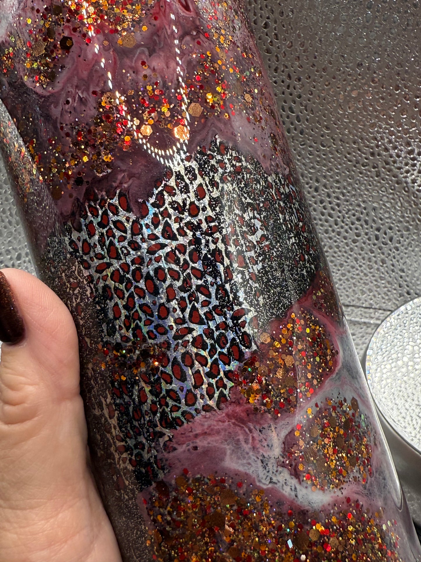 20 Oz Cheetah Glitter & Ink Tumbler SALE