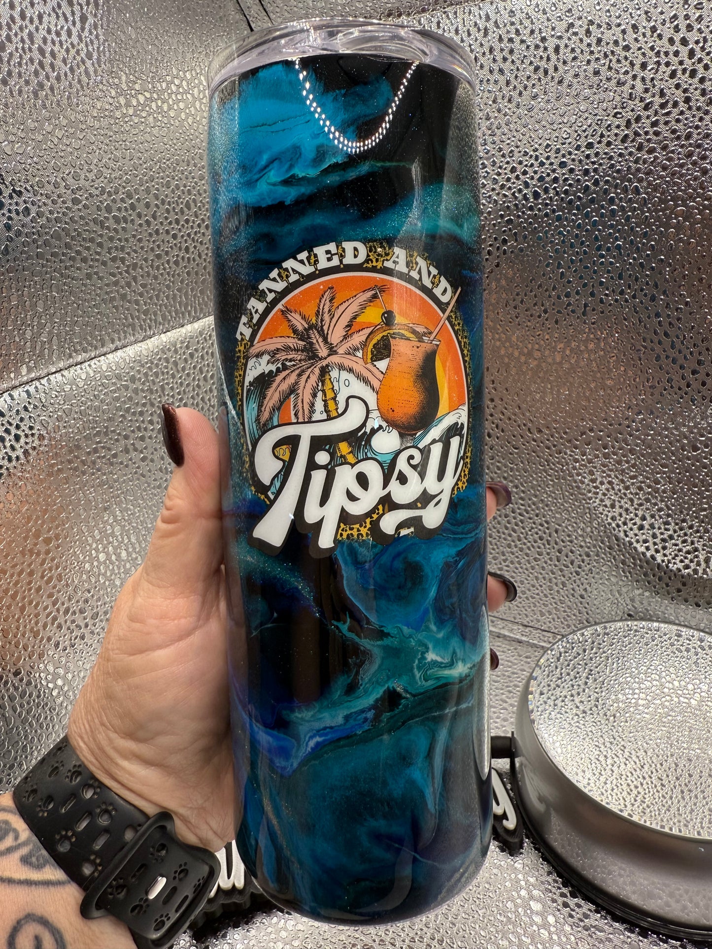 20 Oz Tanned And Tipsy Blue Ink Tumbler