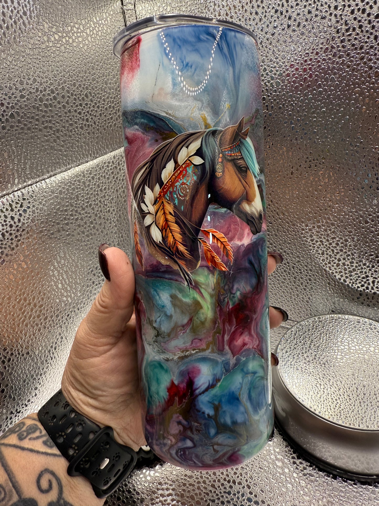 20 Oz Native Horse Ink Swirl Tumbler