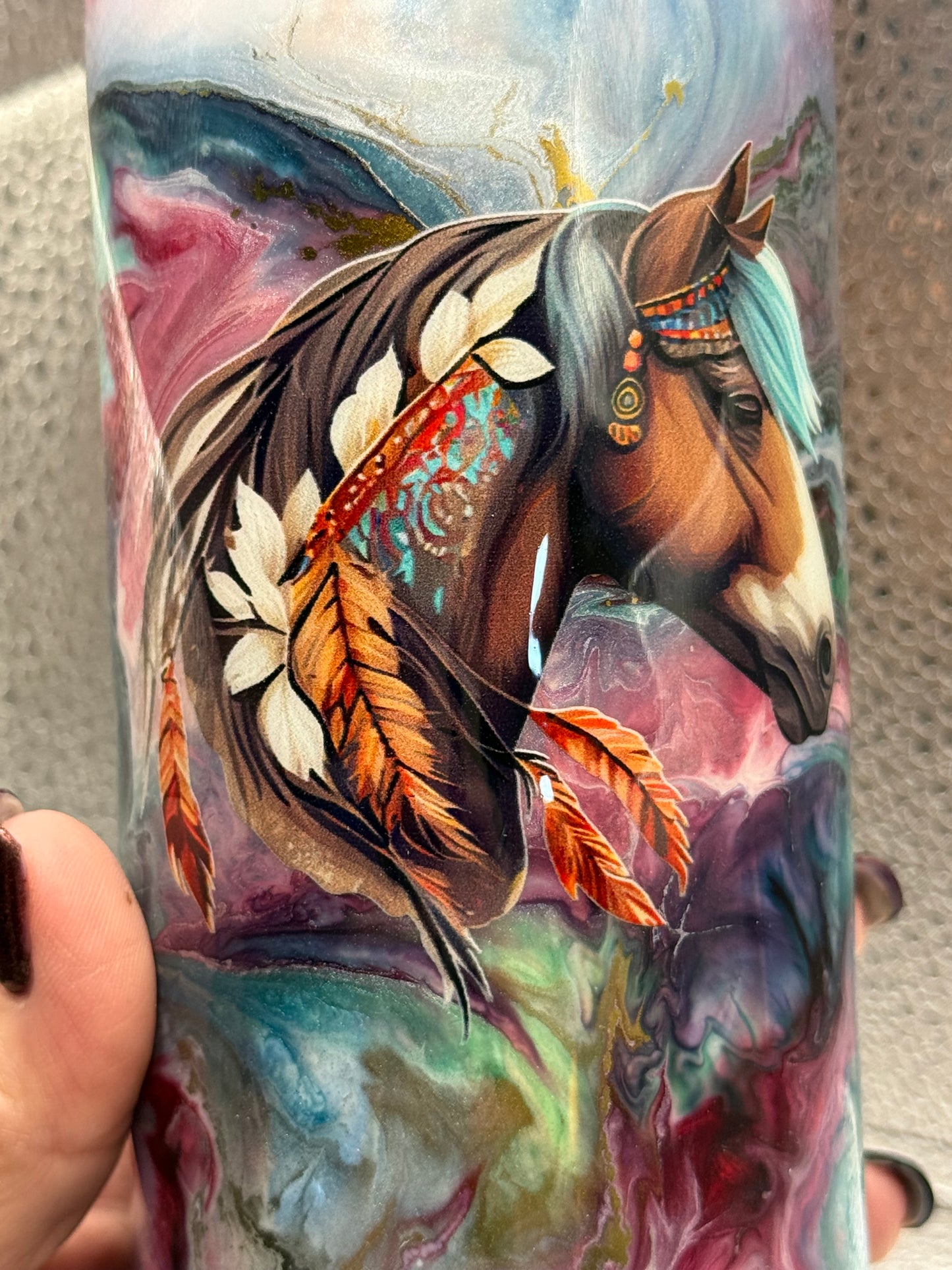 20 Oz Native Horse Ink Swirl Tumbler