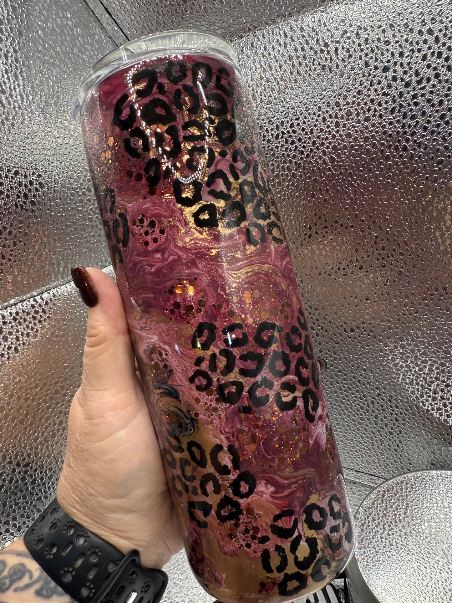 20 Oz Burgundy Inks Cheetah Print