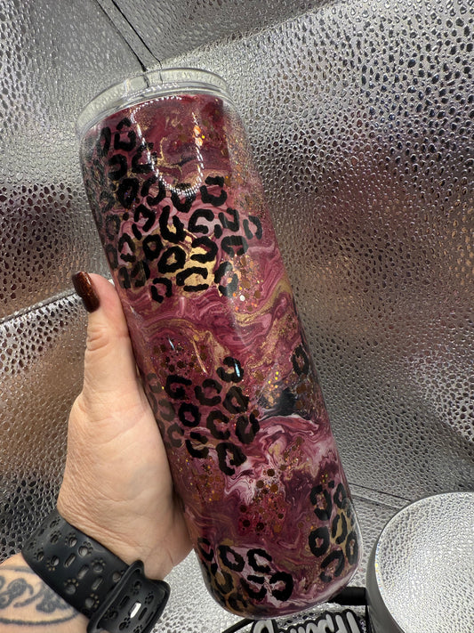 20 Oz Burgundy Inks Cheetah Print