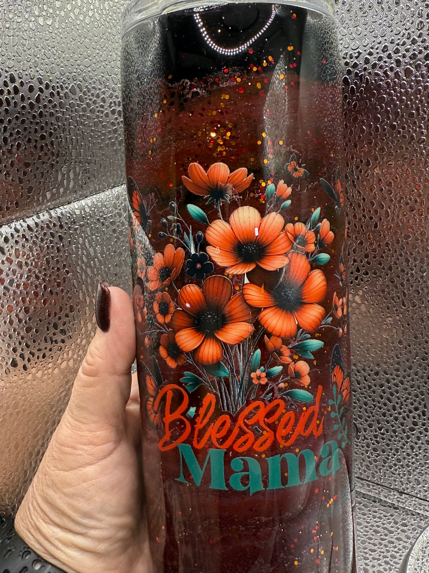 30 Oz Blessed Mama Hoggdle Burgundy Ink Tumbler