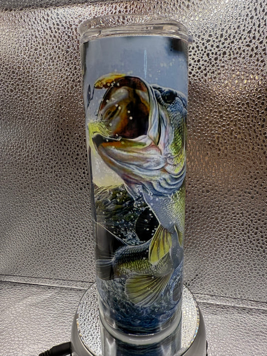 20 Oz Big Bass Flag SUBLIMATION Tumbler