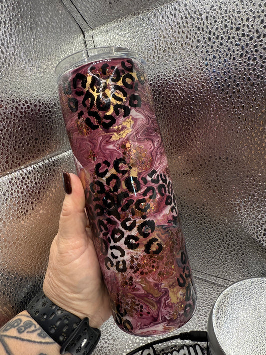 20 Oz Burgundy Inks Cheetah Print